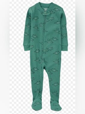 Carters|Baby boy/toddler waffle knit Green Dino One-Piece footie Pajamas•••3T